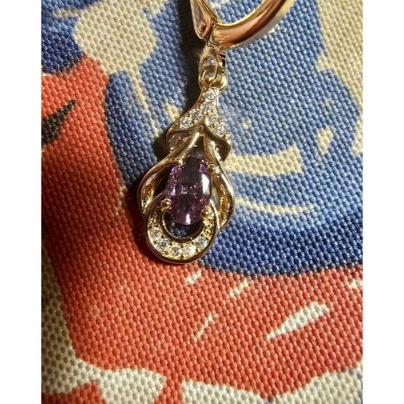 18K Gold Plated Large Teardrop Dangle Earrings - Picture 2 of 4